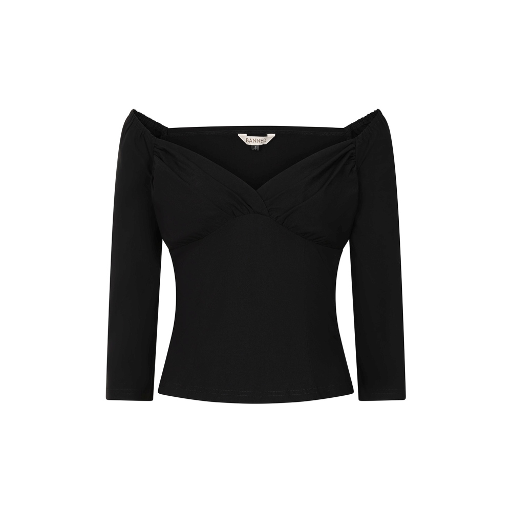 Banned - Dixie Plain Lange ärmel top - Schwarz